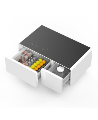 Streamdale Smart Coffee Table w/ Fridge, Speaker, Charging, Lights