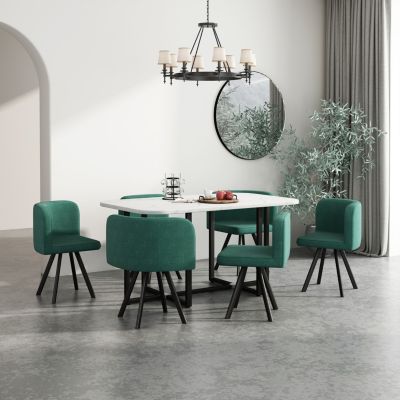 Modern 7 Pieces Dining Table Set, Rectangle Dining Table with 6 Chairs for Dining Room, Kitchen
