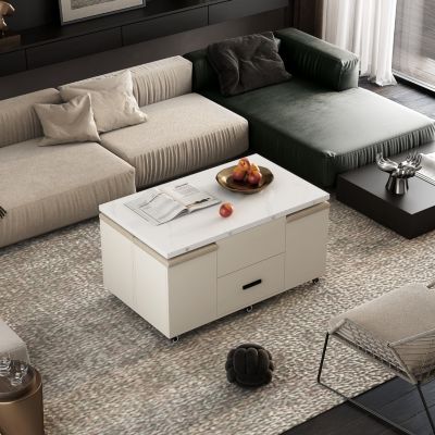 Modern Lift-Top Coffee Table and Stools