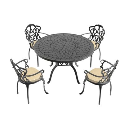 Streamdale 5-Piece Cast Aluminum Patio Set with Assorted Cushions
