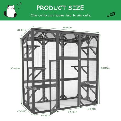 Outdoor Cat Enclosure with Platforms and Waterproof Roof