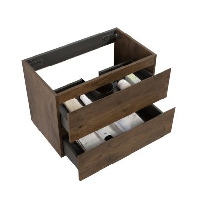 Streamdale Walnut Wall Cabinet 2 Drawers, Pre-Assembled