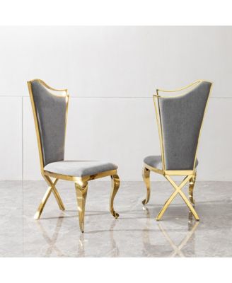 Grey Streamlined High Back Dining Chair (Set of 2)