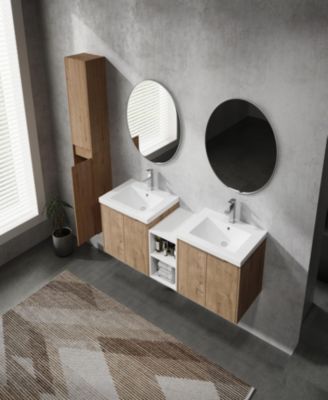 60" Wall-Mounted Bathroom Vanity with Sink and Storage