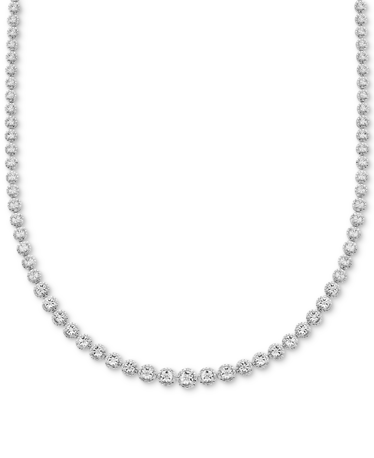 Macy's Diamond Collar Necklace (1/2 Ct. T.w.) In Sterling Silver, 16-1/2" + 2" Extender In Sterling Silver