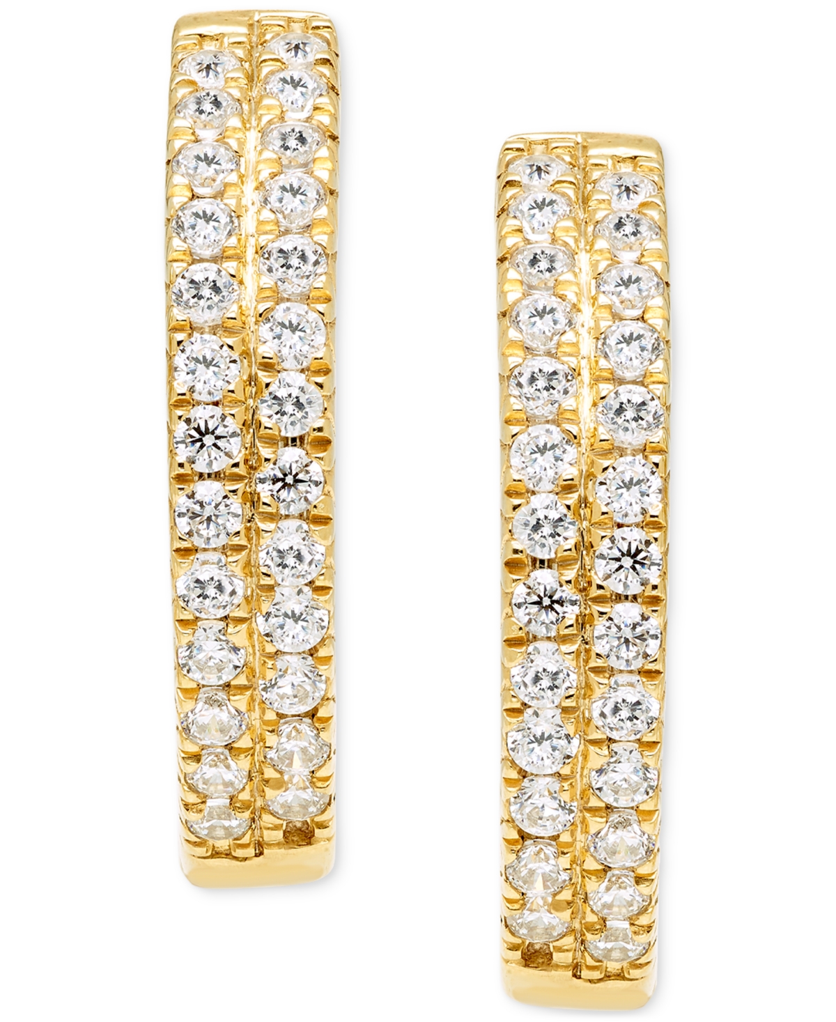 Macy's Diamond Double Row Hoop Earrings (1 Ct. T.w.) In 14k Gold In Yellow Gold