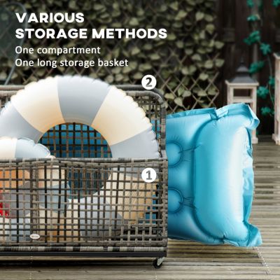 Patio Wicker Pool Float Caddy with Wheels