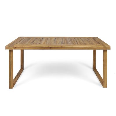 Outdoor 69" Acacia Wood Dining Table, Sandblast Natural Finish