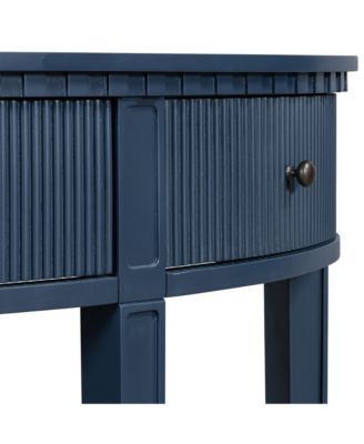 Pine Veneer Striped Console Table