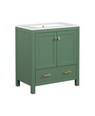  30" Green Bathroom Vanity with Sink and Storage