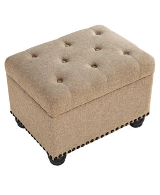 24" Faux Linen 5th Avenue Storage Ottoman