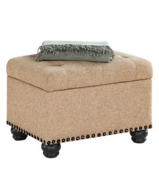 24" Faux Linen 5th Avenue Storage Ottoman