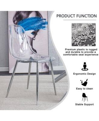 Nordic Transparent Dining Chairs with Metal Legs (Set of 4)