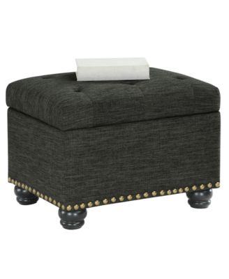 24" Faux Linen 5th Avenue Storage Ottoman