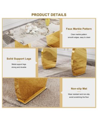 Simplie Fun Table and chair set, rock plate table top, gold metal table legs, stable and beautiful, suitable for most home styles. Modern simple dining table, comfortable seating