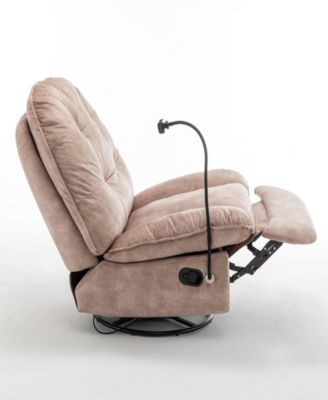 Cozy Recliner with Reading Light & Velvet Upholstery