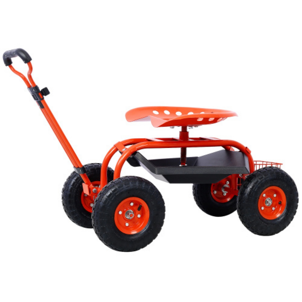 Garden Cart Rolling Scooter, Adjustable Height Heavy Duty Scooter, Rolling Garden Cart with 4 Wheels and Extendable Handle, Garden Stool Cart with 360