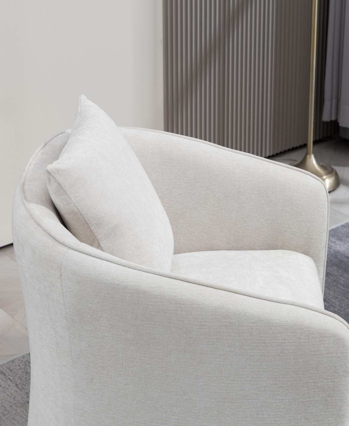 Streamdale Furniture Mid Century Modern Accent Chair with Wood Frame, Upholstered Swivel Chair For Living Room Chairs with Waist Cushion, Reading Armc