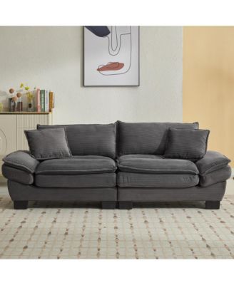 Corduroy Sleeper Sofa with Pillows
