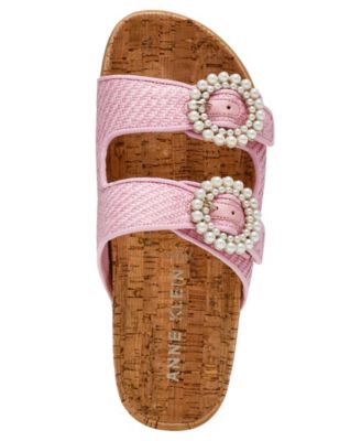 Women's Happy Double Band Embellished Buckle Footbed Sandals