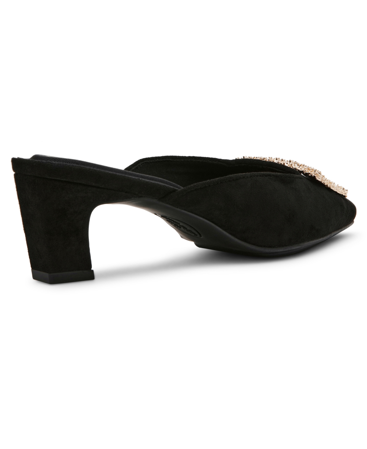 Anne Klein Women's Star Crystal Ornament Kitten Heel Mules In Black Suede