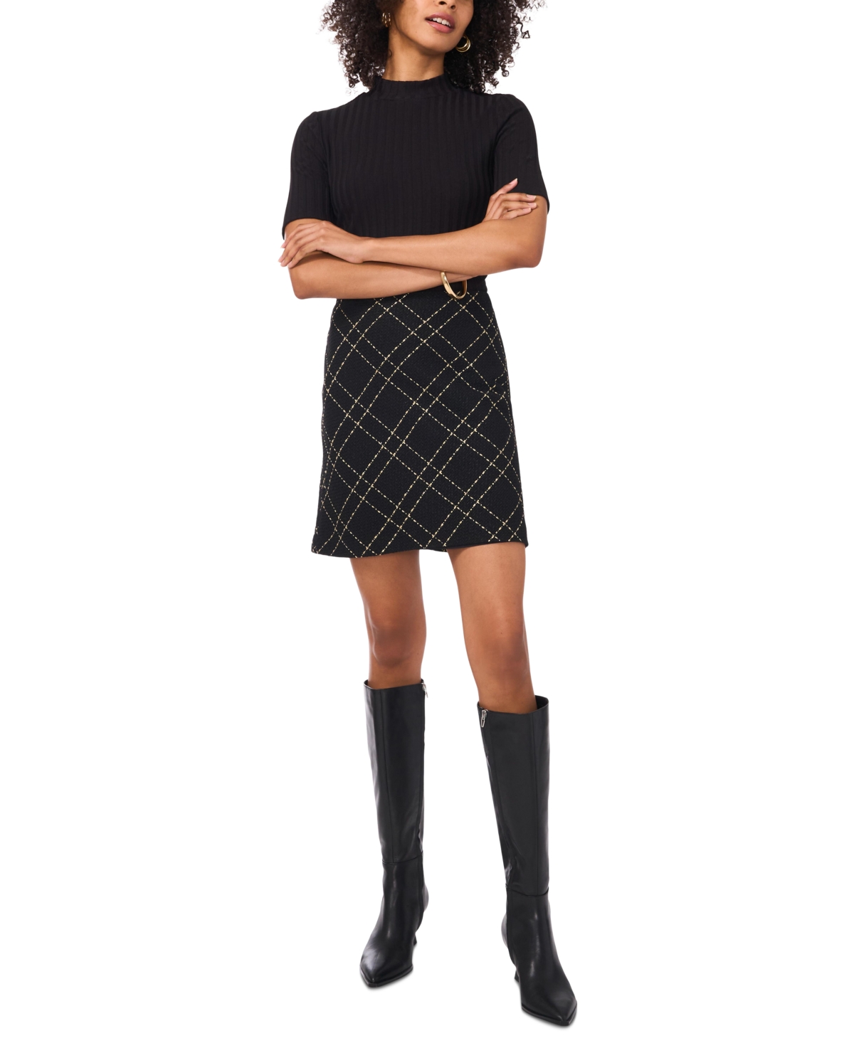Vince Camuto Women's Plaid A-Line Mini Skirt