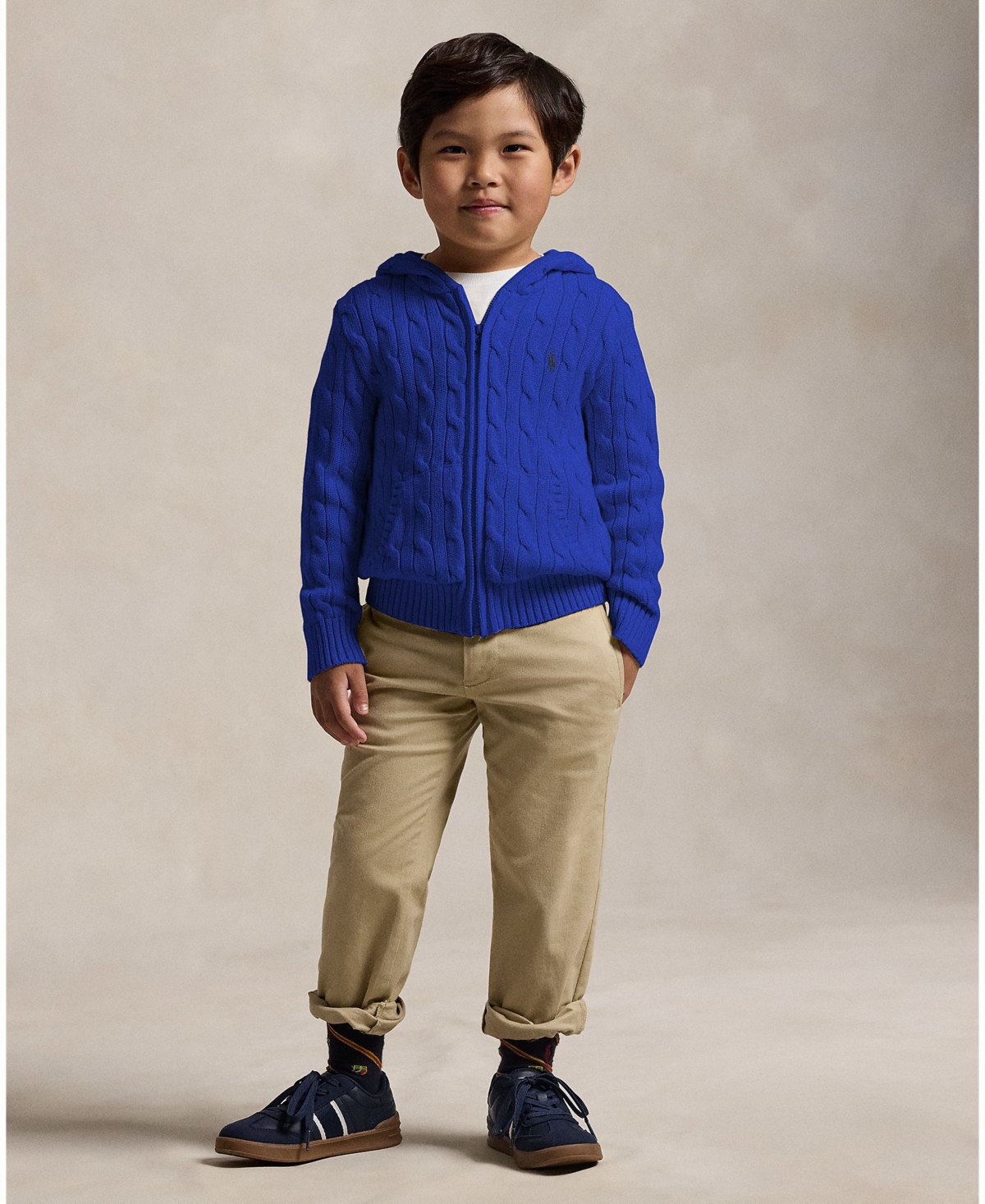 Polo Ralph Lauren Toddler and Little Boys Cable Cotton Hooded Full-Zip Sweater