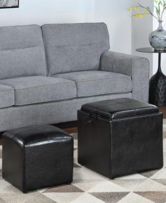 17.5" Faux Leather Park Avenue Ottoman with Stool and Tray