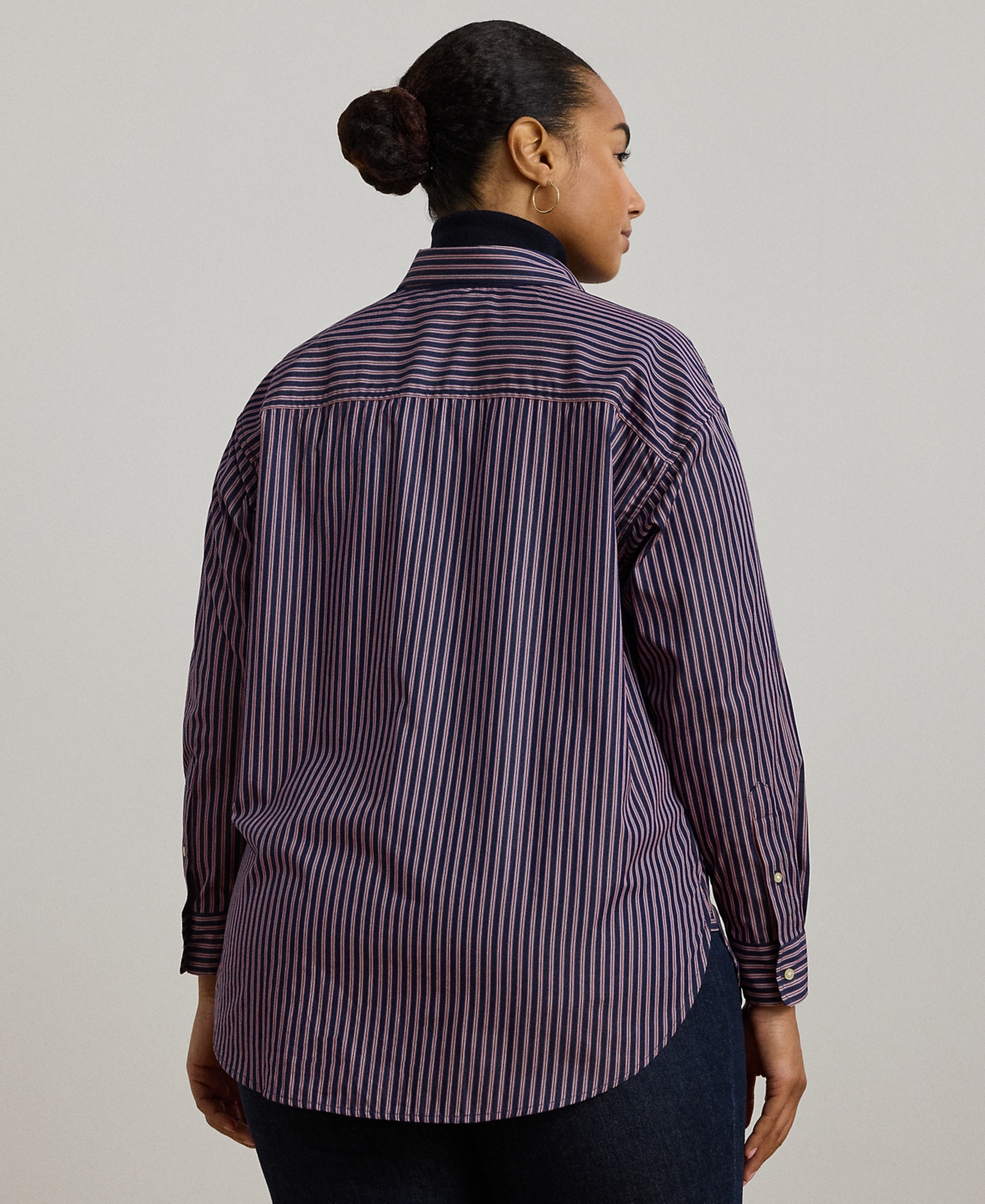 Lauren Ralph Lauren Plus Size Striped Beaded Crest Shirt