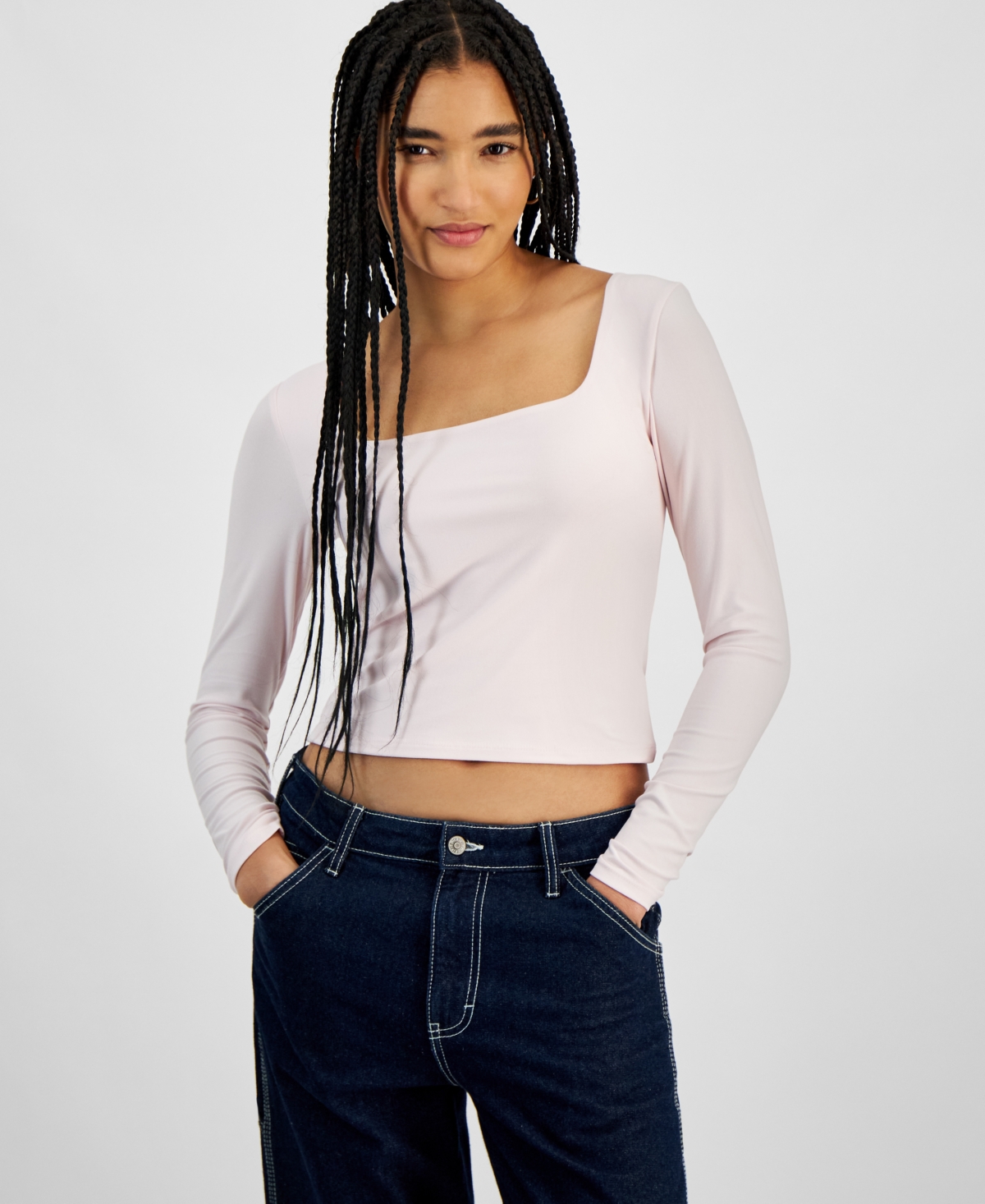 Juniors' Soft Stretch Double-Layer Long-Sleeve Top - Tender Touch