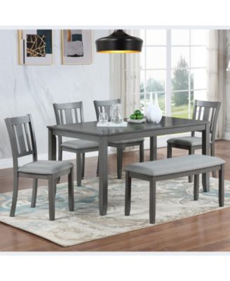 6-Piece Dining Set Table, 4 Chairs, Bench