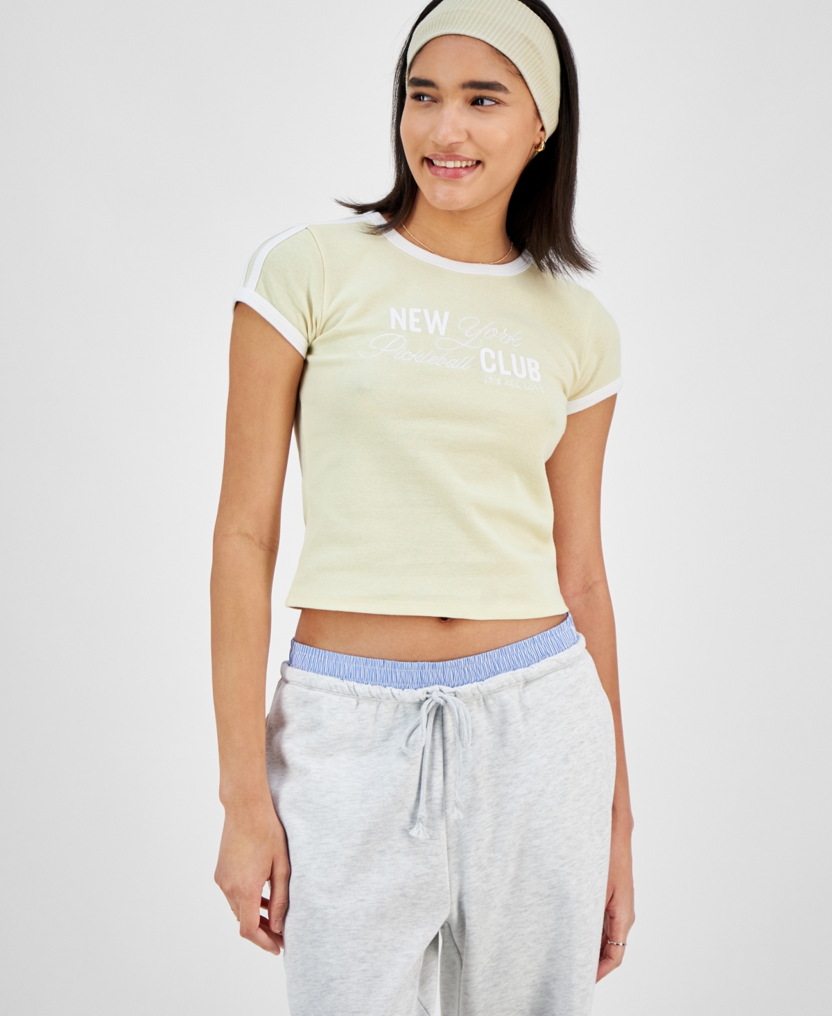 ULTRA FLIRT JUNIORS' CREWNECK RINGER T-SHIRT 