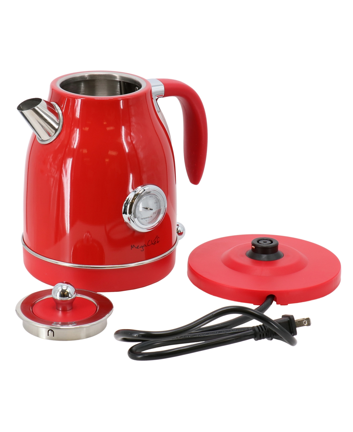Megachef 1.7 Quart Electric Kettle And 2 Slice Toaster Combo In Red