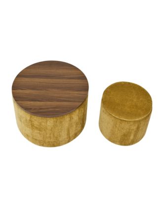 Chenille Storage Ottoman with Stool and Desktop