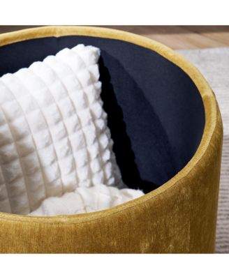 Chenille Storage Ottoman with Stool and Desktop