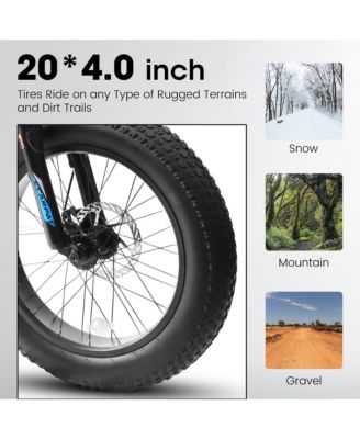 20 inch Fat Tire Bike Adult/Teen Full Shimano 7 Speed Mountain Bike, Dual Disc Brakes, High Carbon Steel Frame, Front Suspension, Mountain Dirt Bike, City Commuter City Bike, Fat Tire Bike