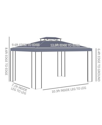10' x 13' Patio Gazebo, Double Roof Outdoor Gazebo Canopy Shelter with Screen Decorate Corner Frame, for Garden, Lawn, Backyard and Deck, Gray