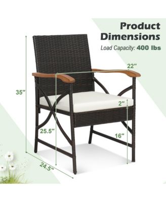 4PCS Patio PE Wicker Dining Chairs with Soft Zippered Cushions Armchairs