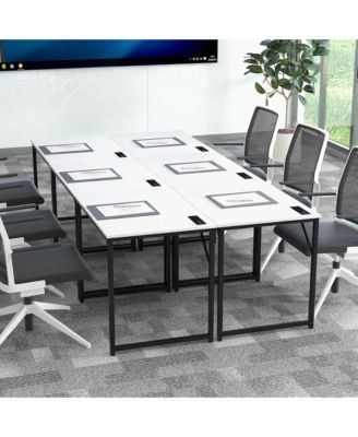 32" Meeting Room Desk Set of 6 with Charging Station & Headphone Hook Metal Frame
