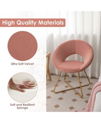 Set of 2 Modern Velvet Accent Chair Upholstered Vanity Leisure Chair Metal Legs