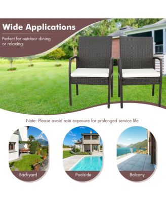 4PCS Patio PE Wicker Dining Chairs with Soft Zippered Cushion Armchairs Backyard