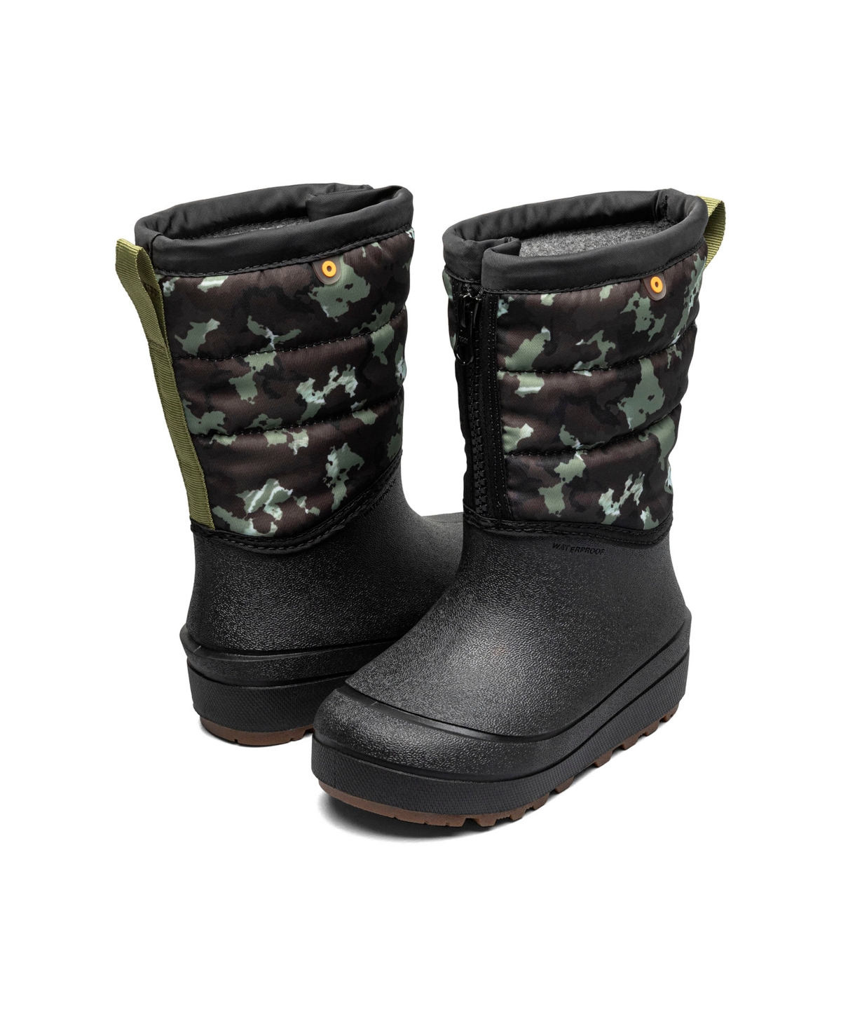 Bogs Little And Big Boys Snow Shell Zip Boot In Black,sphagnum