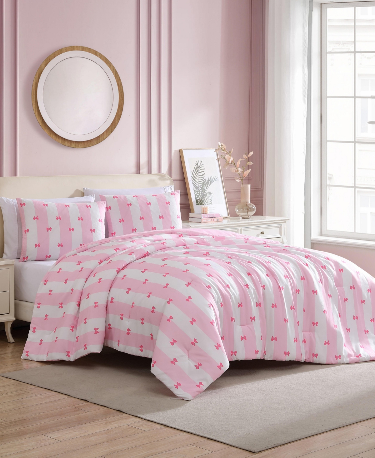 Betsey Johnson Bow Stripe Reversible -Pc. Comforter Set