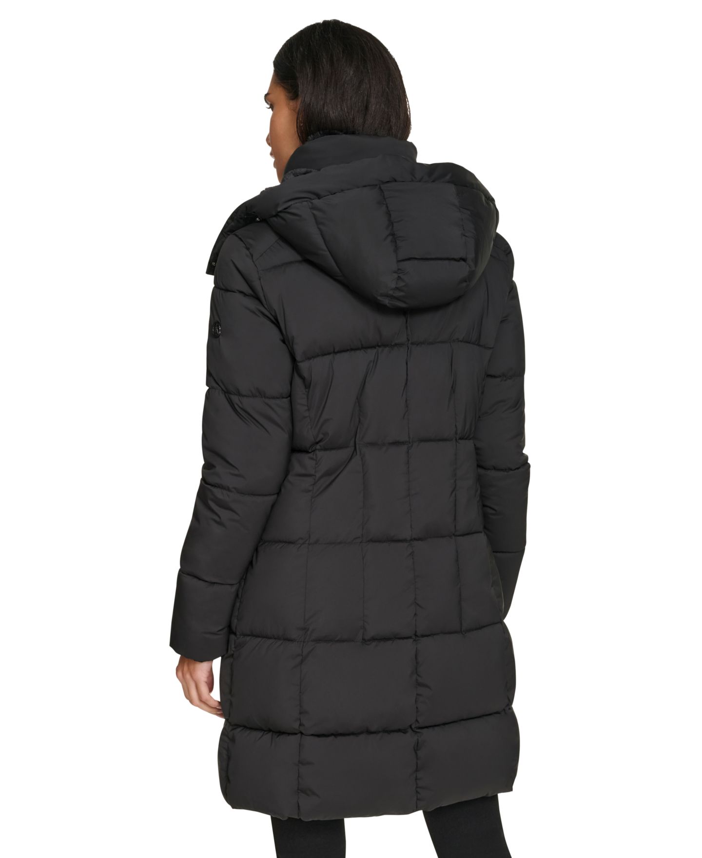 Женская куртка Calvin Klein Hooded Faux-Fur-Lined Midi Puffer, цвет: Чёрный — фото 2
