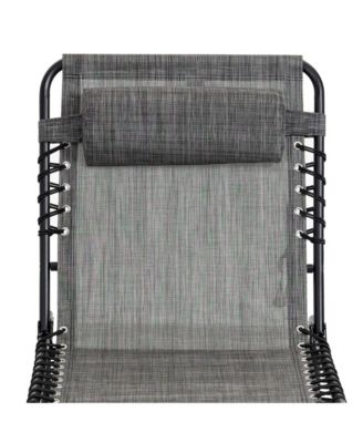 Reclining Chaise Lounge Chair, Portable Sun Lounger, Folding Camping Cot, with Adjustable Backrest and Removable Pillow, for Patio, Garden, Beach, Grey