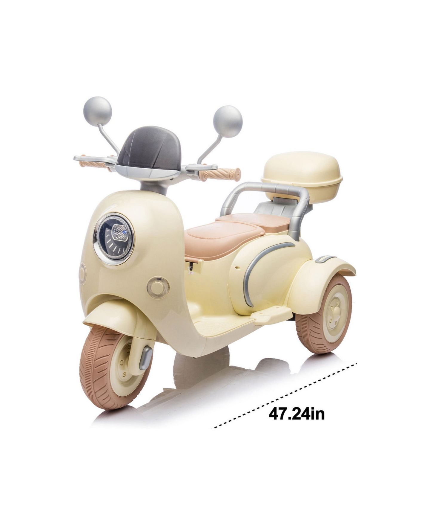 Детская игрушка Streamdale Furniture 3-Wheel Electric Kids Motorcycle with Storage Dual-Seat Ride-On Toy, 3–6 лет, цвет: Бежевый — фото 4