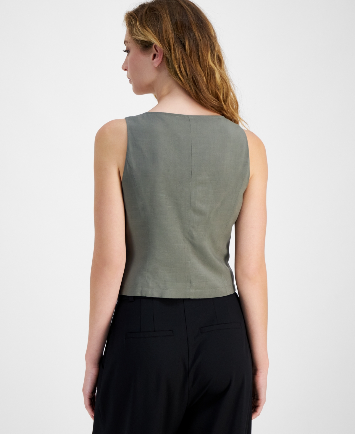 Bar Iii Women's Sleeveless Square-neck Vest, Exclusively At Macy's In Dusty Oliv