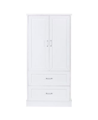Simplie Fun Tall Bathroom Storage Cabinet, Cabinet with Two Doors and Drawers, Adjustable Shelf, MDF Board, White