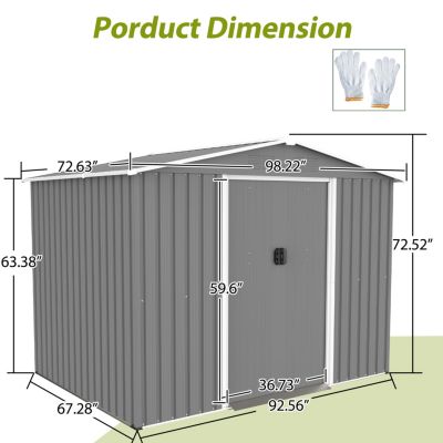 Streamdale 8'x6' Metal Storage Shed with Lockable Doors