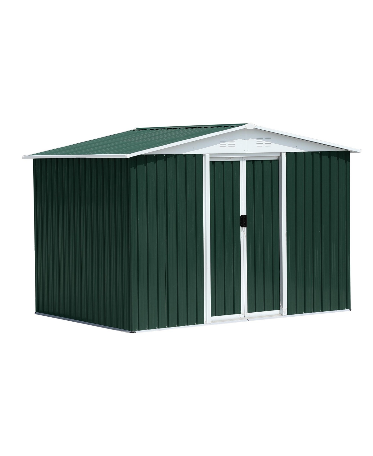 8x6 Feet Outdoor Storage Garden Shed Apex Roof Green With Aluminum alloy frame and sliding door